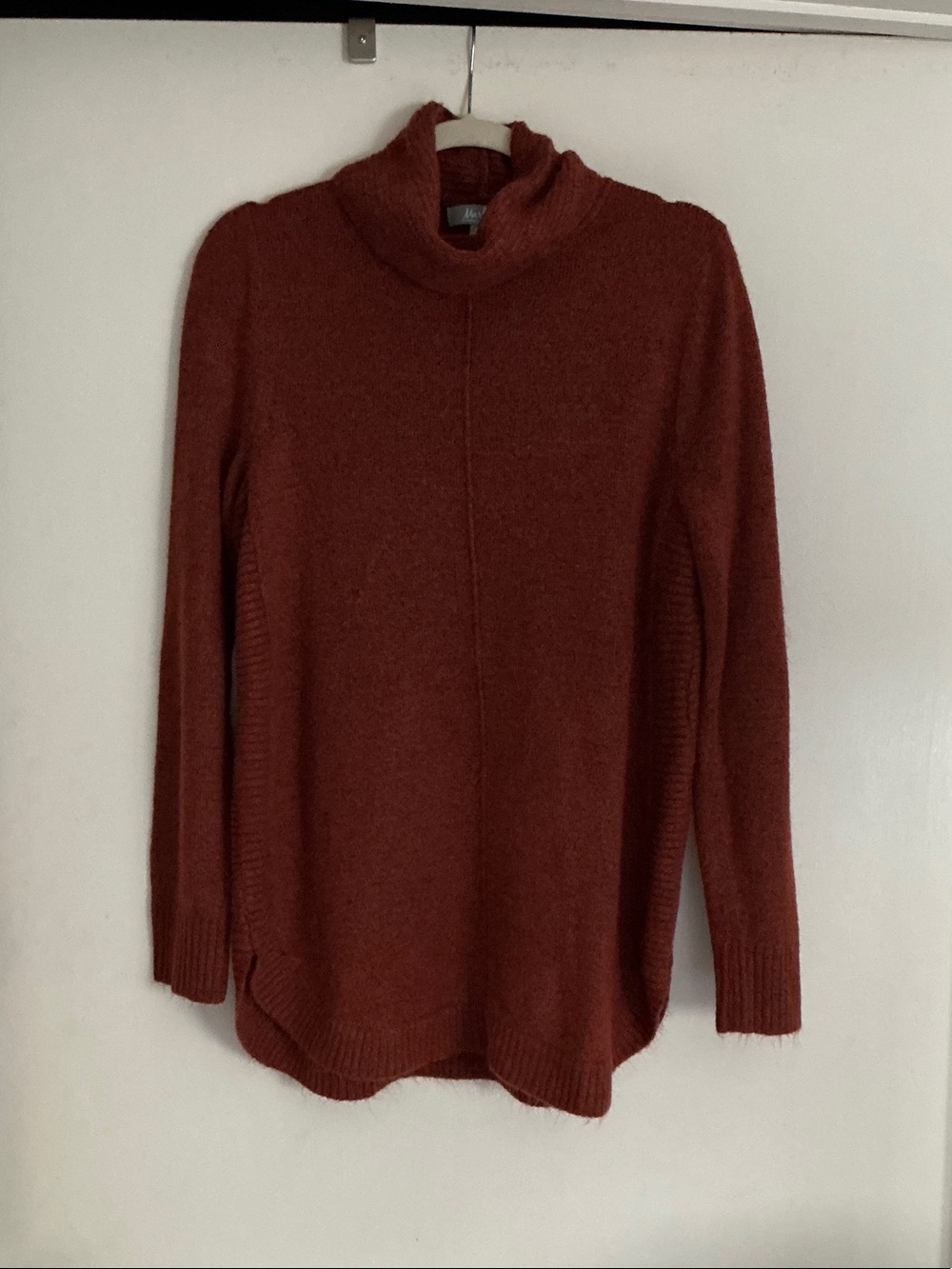 Marled Rust Cowl Neck Sweater